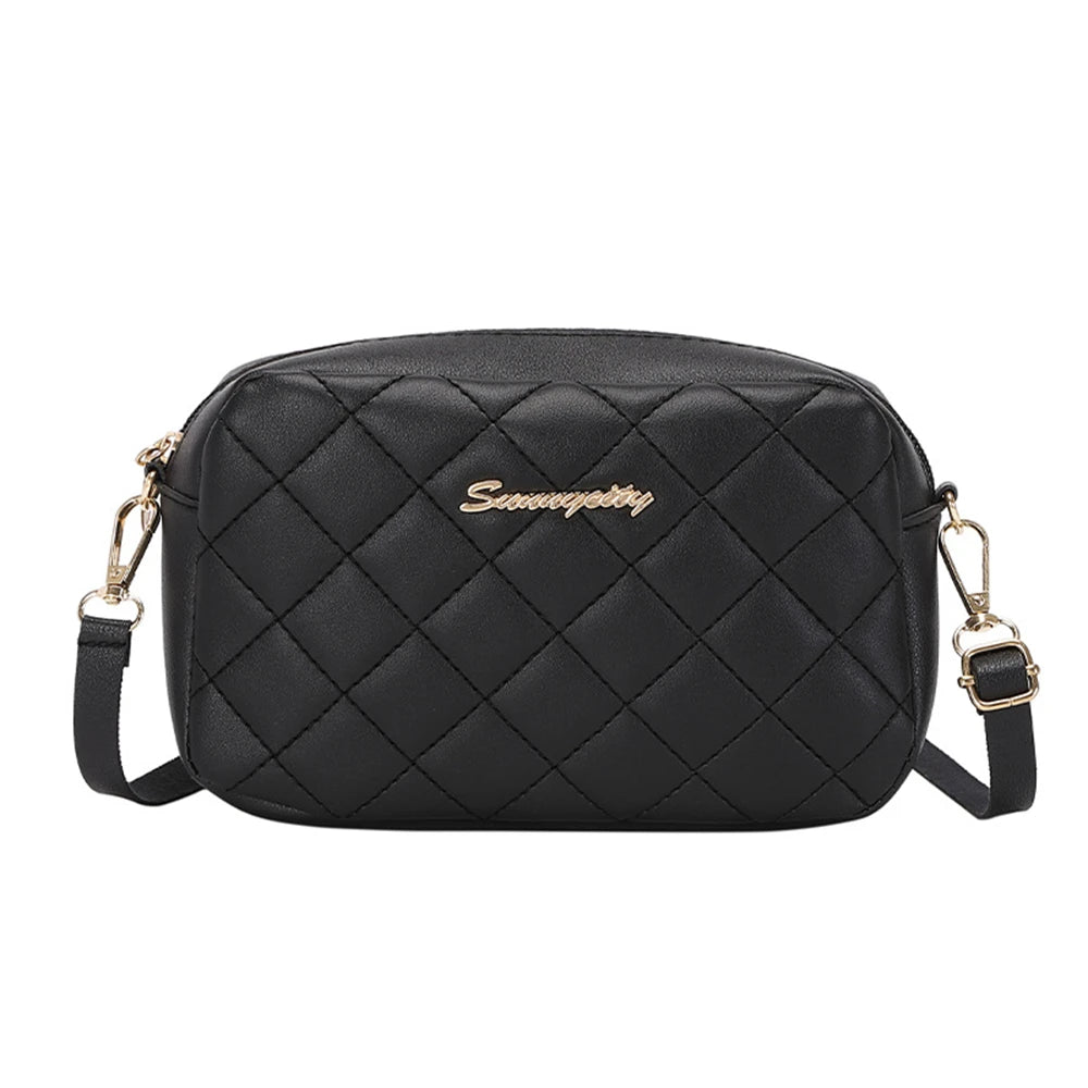 Tassel Embroidery Crossbody Bag - Chic Lingge Plaid Camera Bag with Chain Strap for Women - Tulique