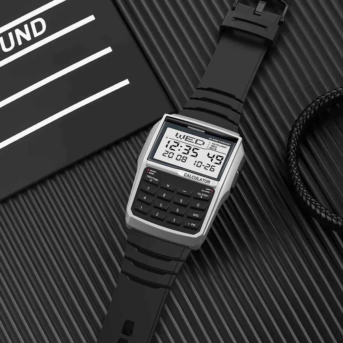 Retro Digital Calculator Watch - Sleek LED Sports Timepiece