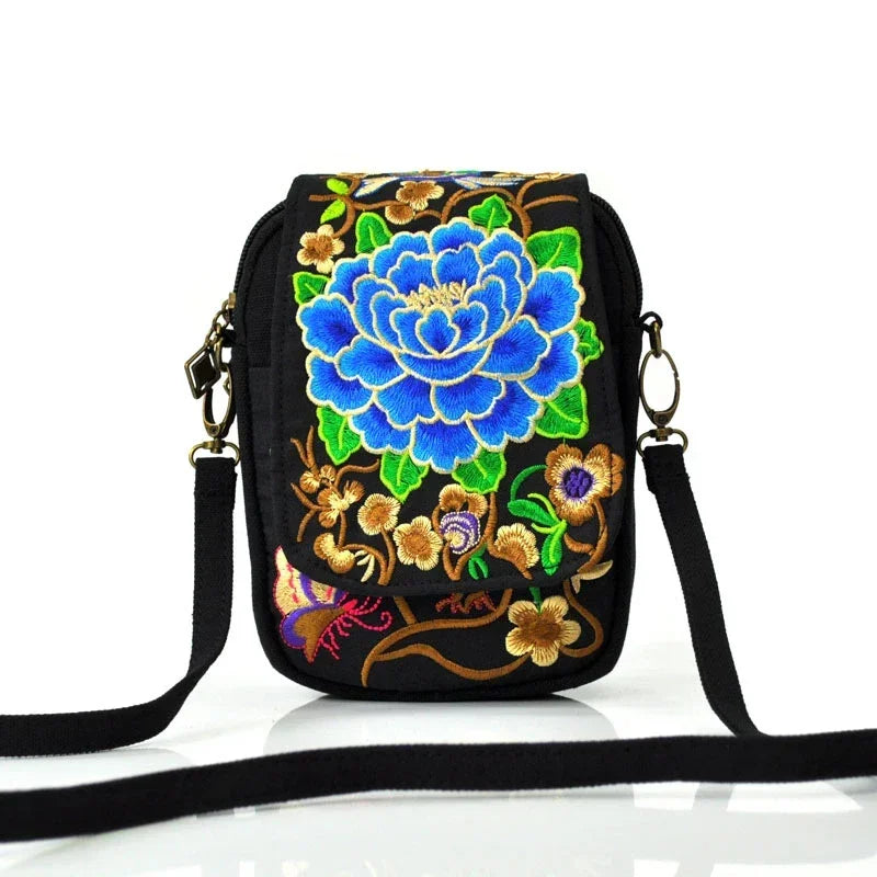 Elegant Embroidered Crossbody Bag - Vintage Floral Design