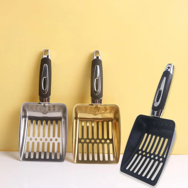 Premium Metal Cat Litter Scoop - Long Handle Cleaning Tool