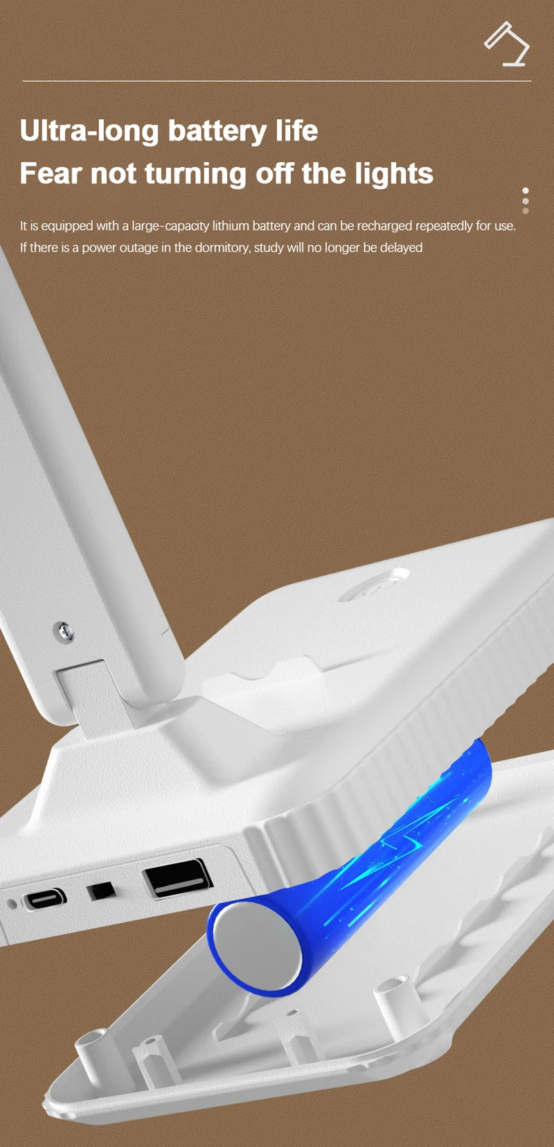Premium USB Rechargeable Desk Lamp - Dimmable & Foldable