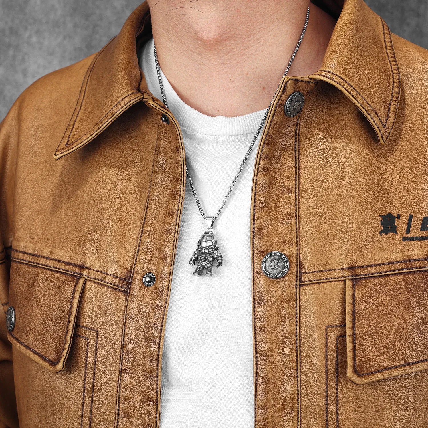 Premium Mech Astronaut Necklace - Stainless Steel Punk Pendant