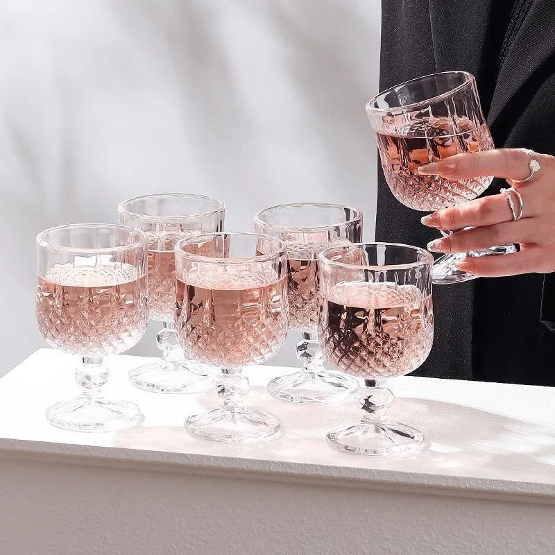 Vintage Red Wine Glass - transparent high-stem design on a clear background