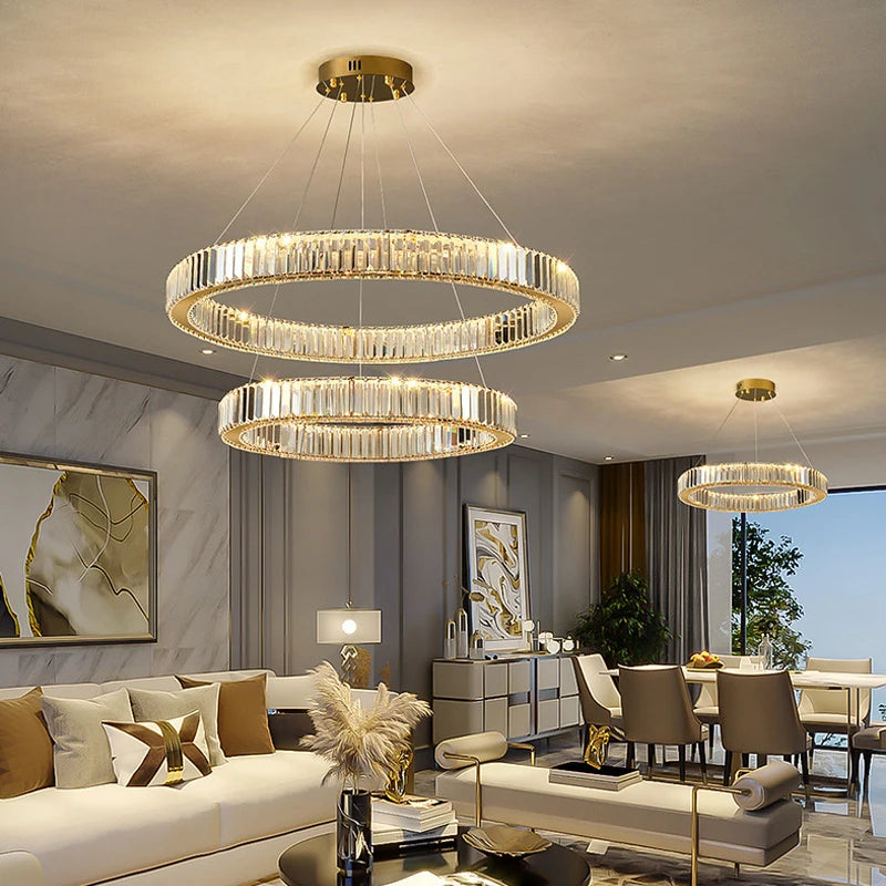 Elegant Crystal Ring Chandelier - Modern Dining Room Lighting