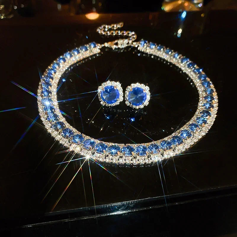 Elegant Crystal Jewelry Set - Luxury Necklace & Earrings