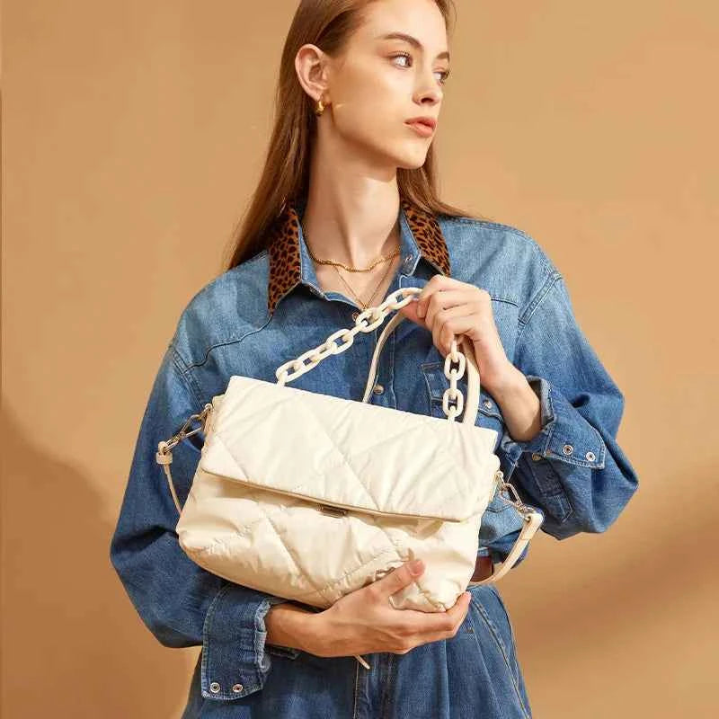 Elegant Women Crossbody Bag - Feather Down Padded