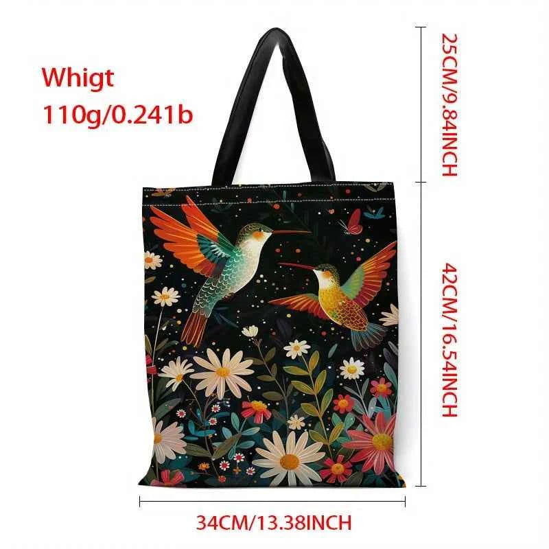 Elegant Floral Hummingbird Tote Bag - Vibrant & Durable