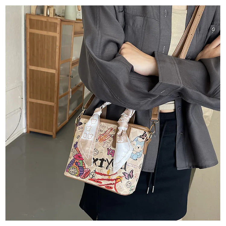Elegant Artistic Crossbody Bag - Graffiti Design