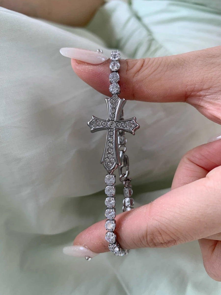 Premium Titanium Steel Cross Bracelet - Non-Fading & Adjustable