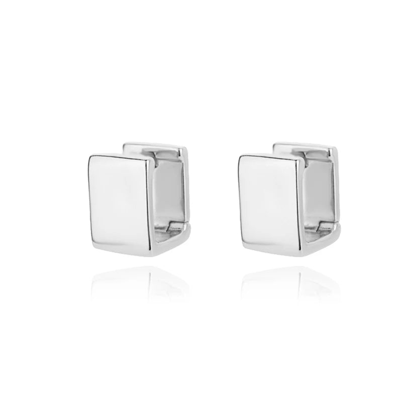 Elegant Geometric Square Hoop Earrings in Stainless Steel