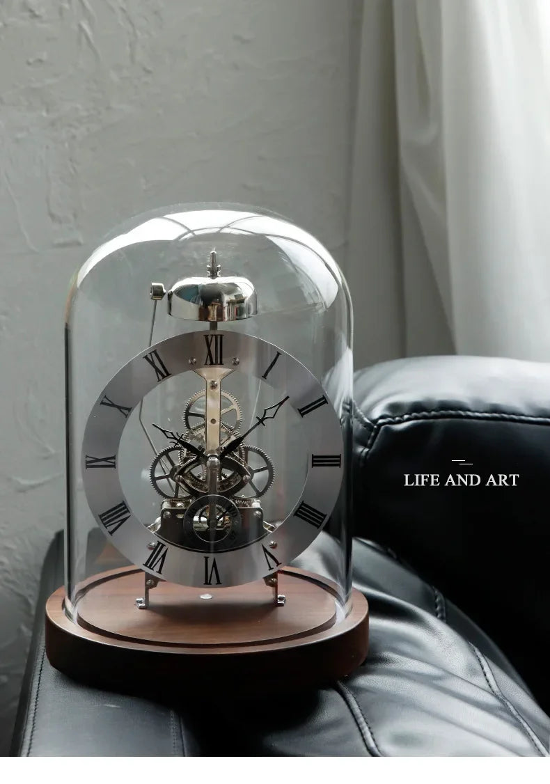 Elegant Luxury Desk Clock - Metal & Wood Tabletop Accent
