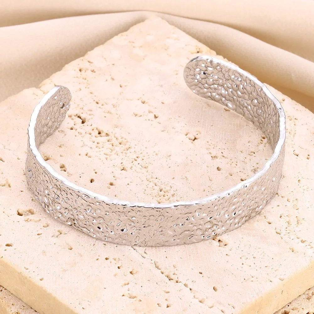 Exquisite Vintage Gold Open Cuff Bracelet - Luxury Stainless Steel Jewelry