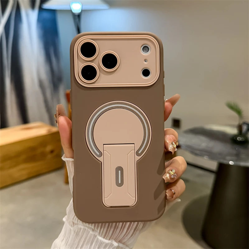 Luxury Magnetic Phone Case with Fold Stand & Camera Window