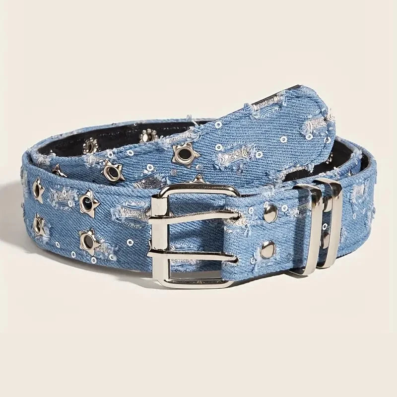 Luxury Y2K Star Belt - Punk Denim Girdle with Pin Buckle