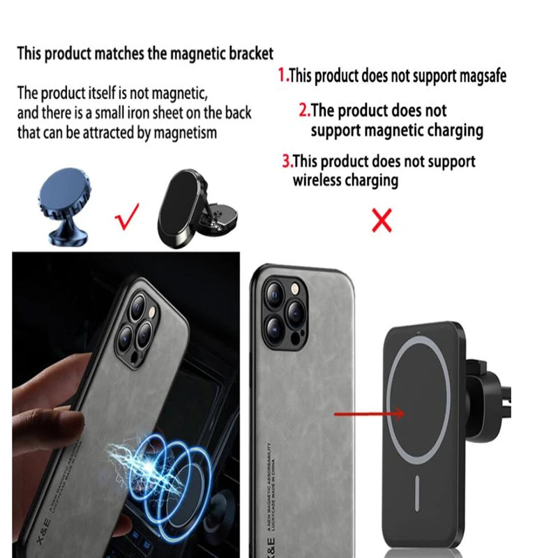 Premium Sheepskin Leather iPhone Case - Magnetic Shockproof Cover