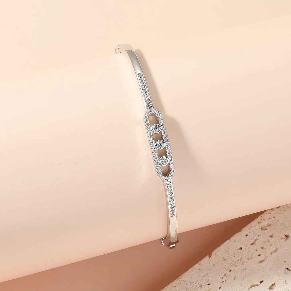 Elegant 18k Gold Plated Bangle - Copper Zircon Bracelet