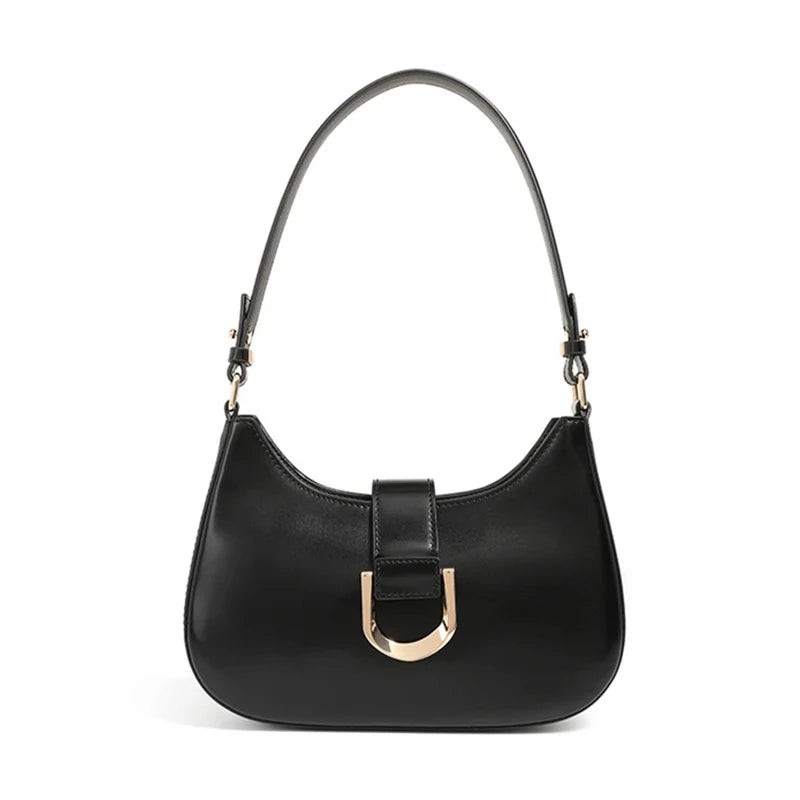 Elegant Crescent Shoulder Bag - Luxury PU Leather