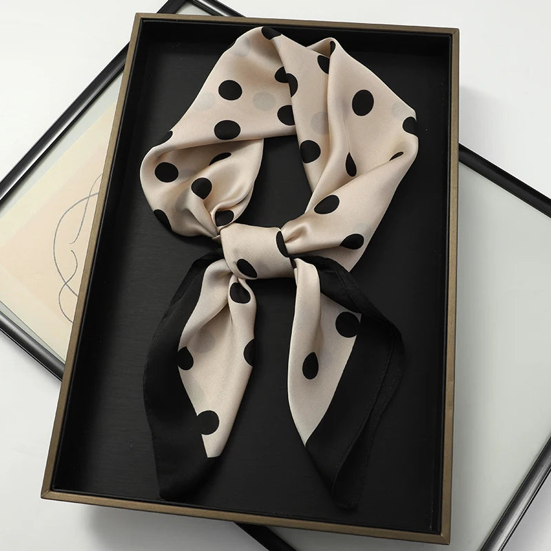 Luxury Silk Square Scarf - Elegant Satin Print Neck Wrap