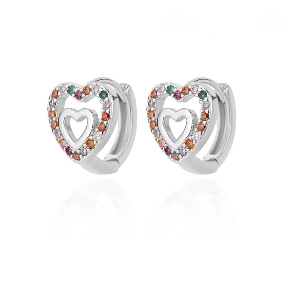Elegant Gold Heart Earrings - Zircon Stainless Steel