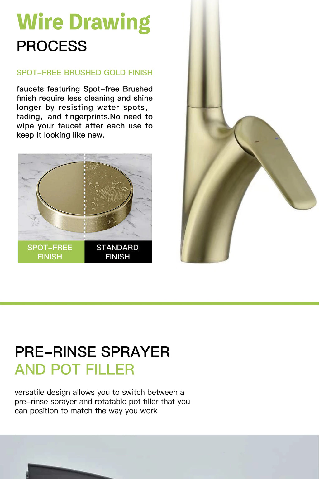 Premium Brushed Gold Kitchen Faucet - Pull-Out Spray
