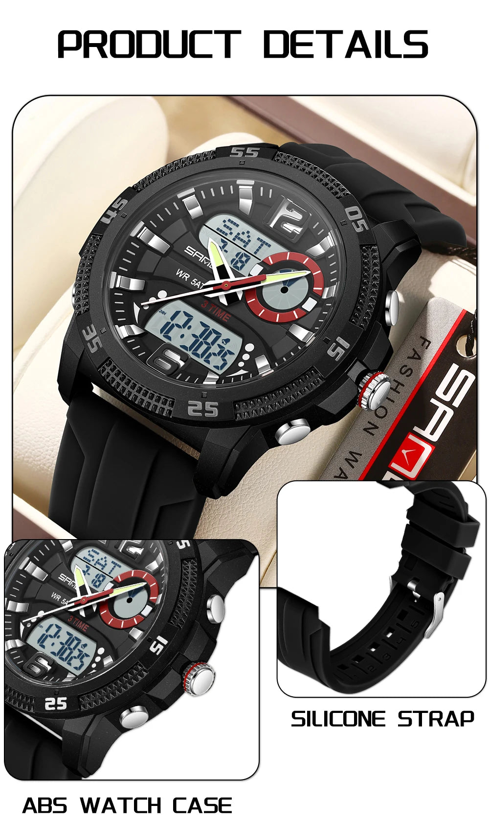 Premium Men's Sports Watch - Dual Time LED