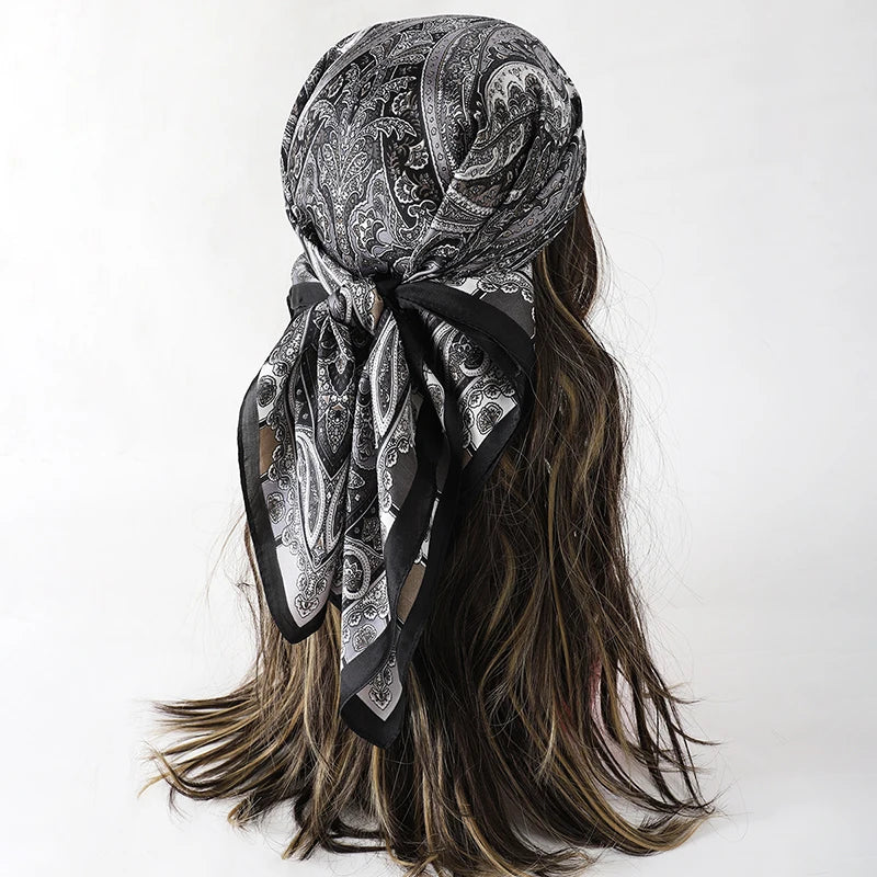 Luxury Square Silk Scarf - Satin Hair Bandana & Neckerchief