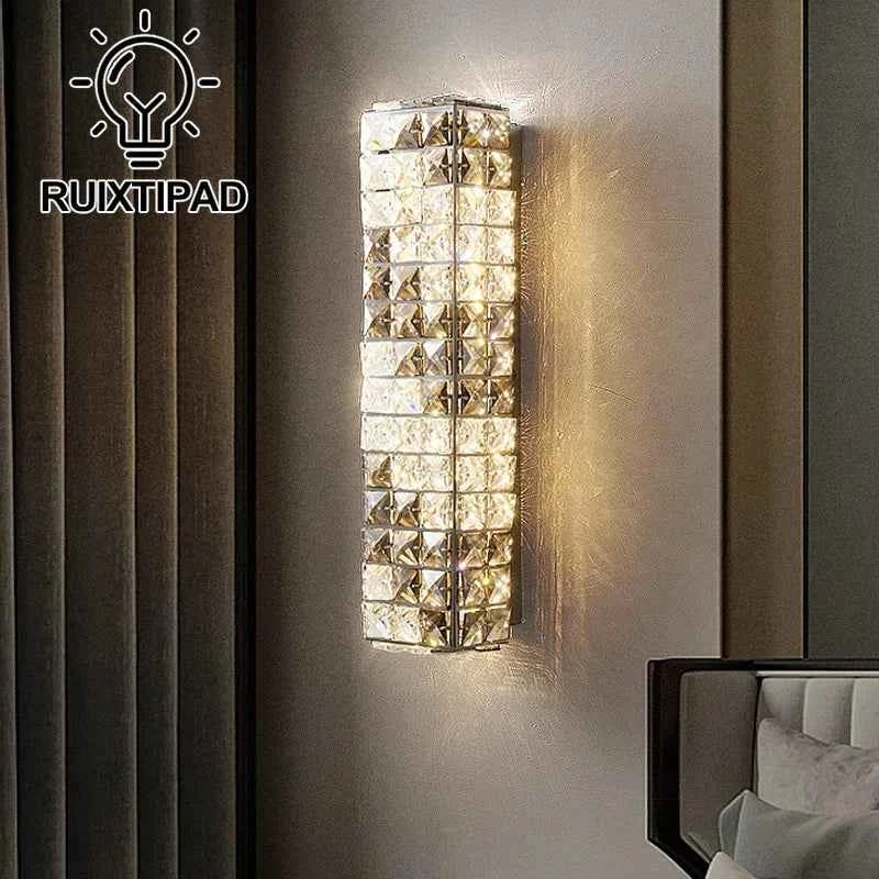 Elegant Crystal Wall Lamp - Dimmable Eye Care Lighting