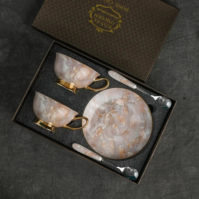 Elegant Bone China Coffee Set - Light Luxury European Style
