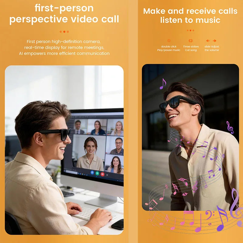 Advanced Smart Glasses - EIS Camera & AI Translation