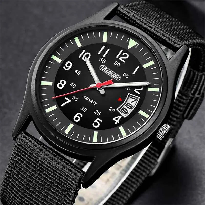 Military Quartz Watch - Durable Nylon Strap & Calendar