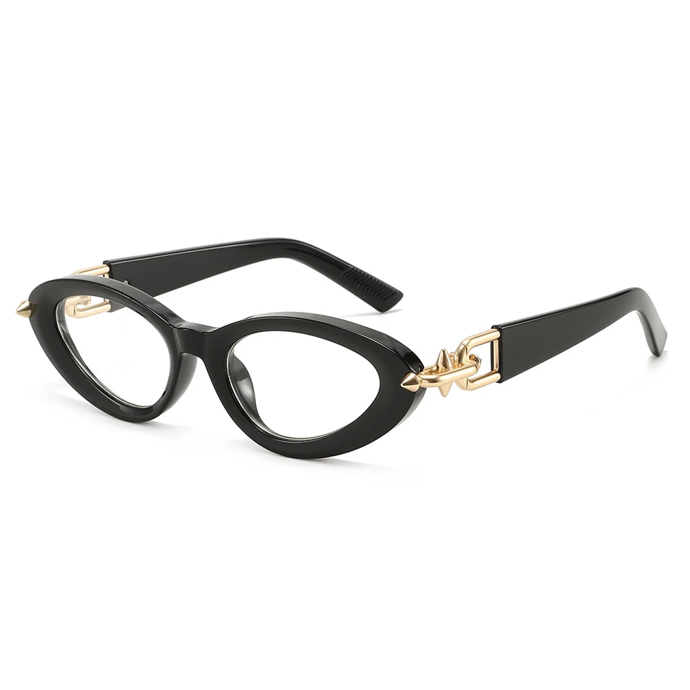 Y2K Cat Eye Blue Light Glasses - Gold Chain Decor