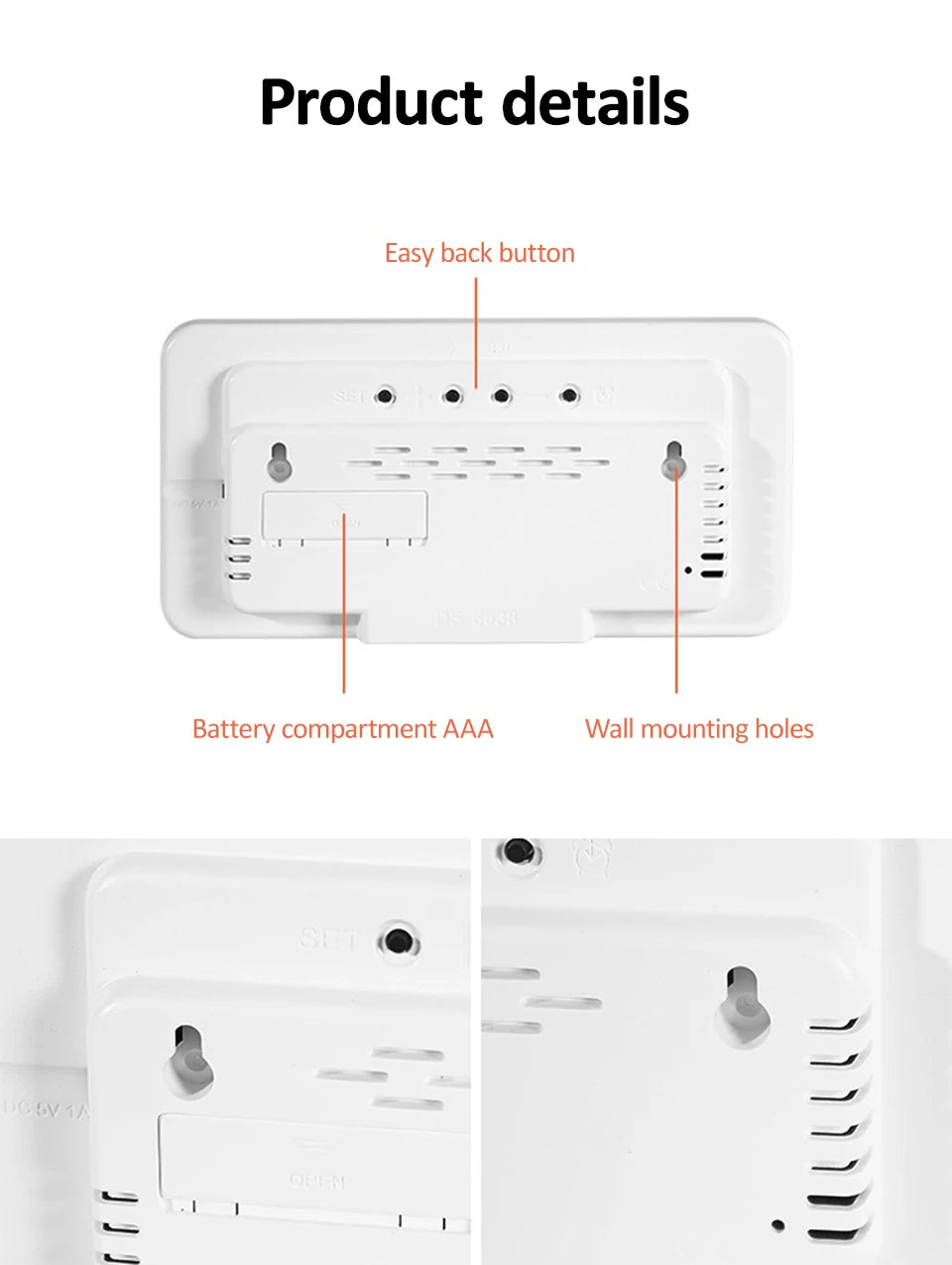 Premium Large Digital Wall Clock - Remote Control & Dual Alarms