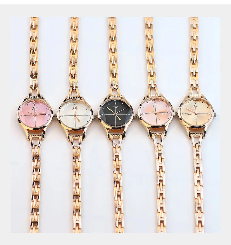 Elegant Ladies Bracelet Watch - Rhinestone Rose Gold Design