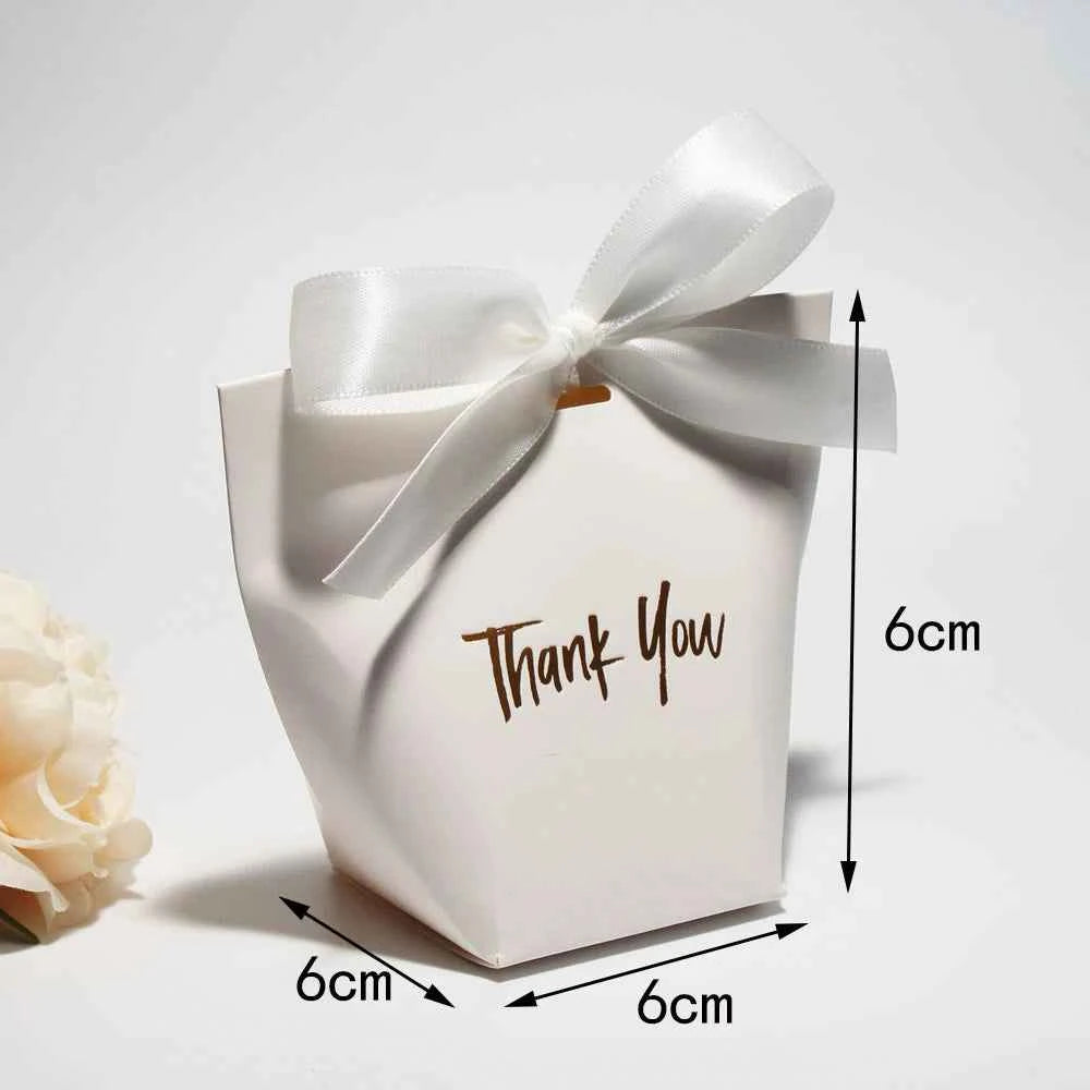 Chic Candy Gift Boxes | Black, White, Coffee | Gold 'Thank You' | Ribbon | For Party, Birthdays, Baby Showers, Weddings!