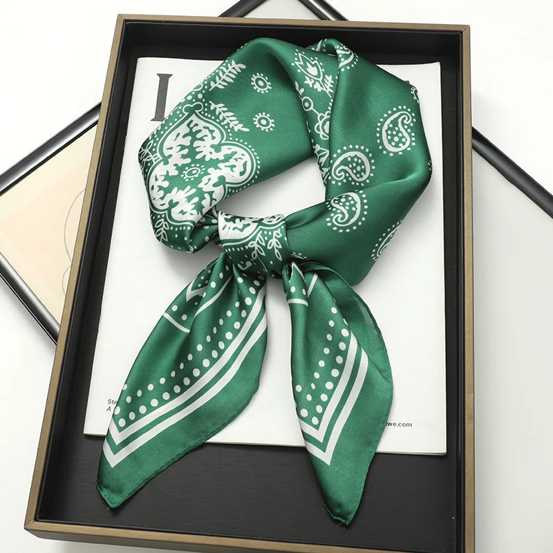 Luxury Silk Square Scarf - Elegant Hair Tie & Neck Band