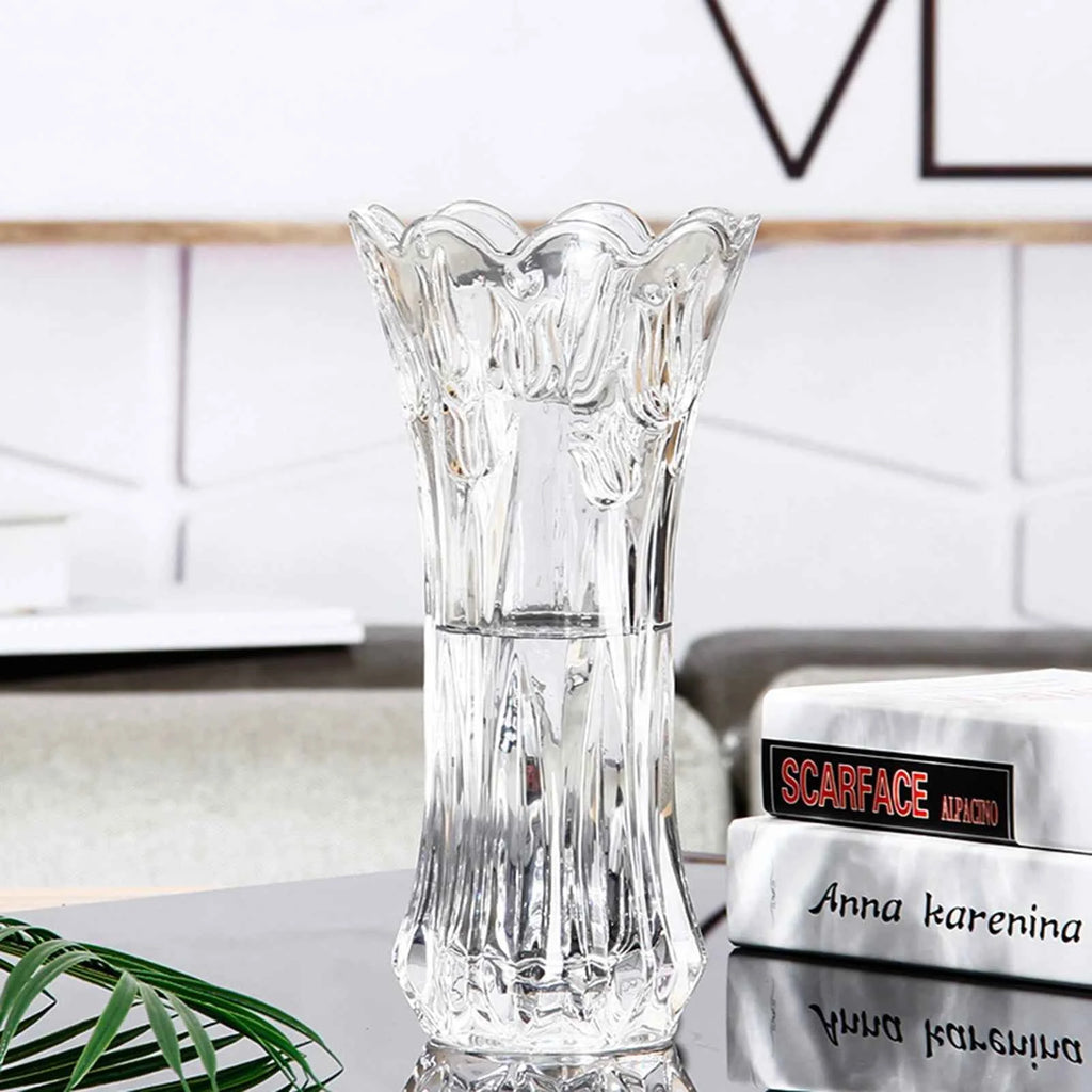 Elegant Clear Glass Flower Vase - Modern Floral Desktop Decor