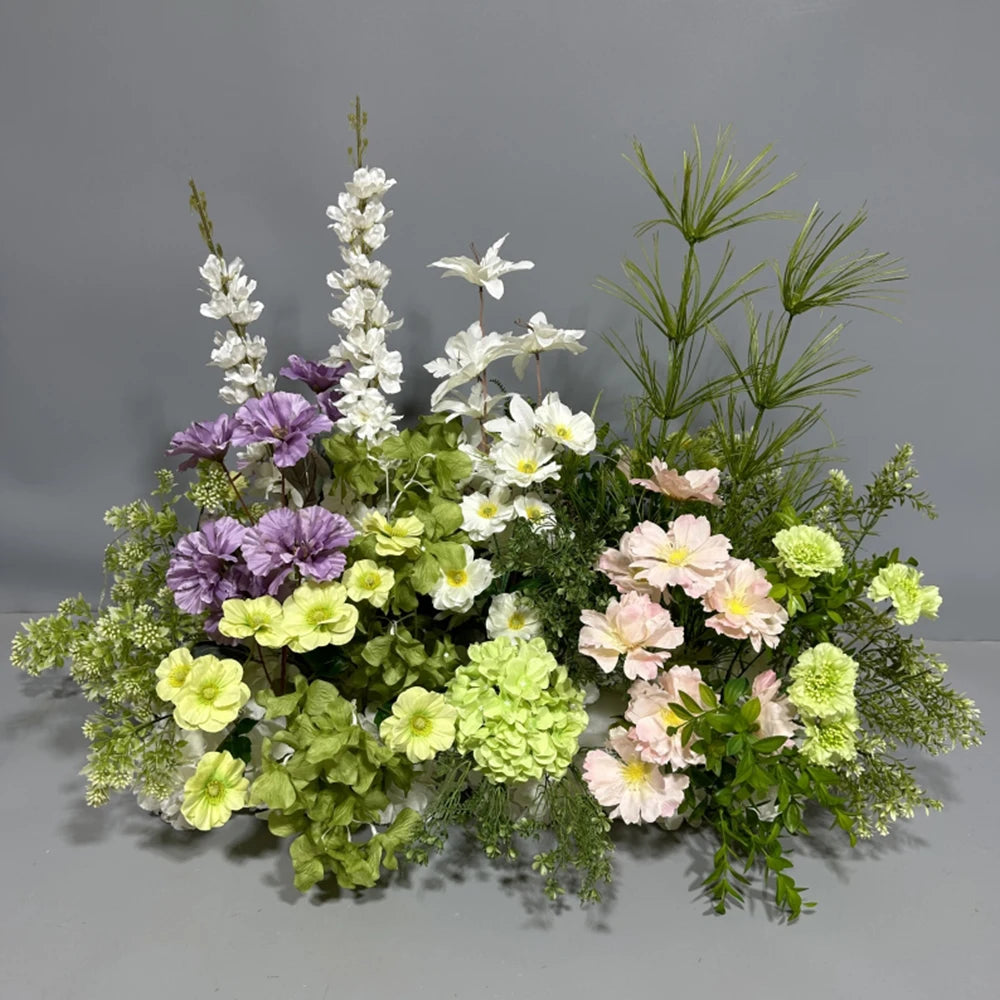 Luxury Champagne Pink Artificial Flower Row for Wedding Backdrop