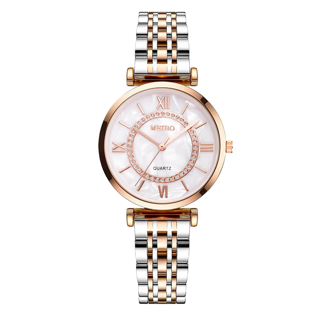 Elegant Diamond Bracelet Watch - Quartz Movement for Women
