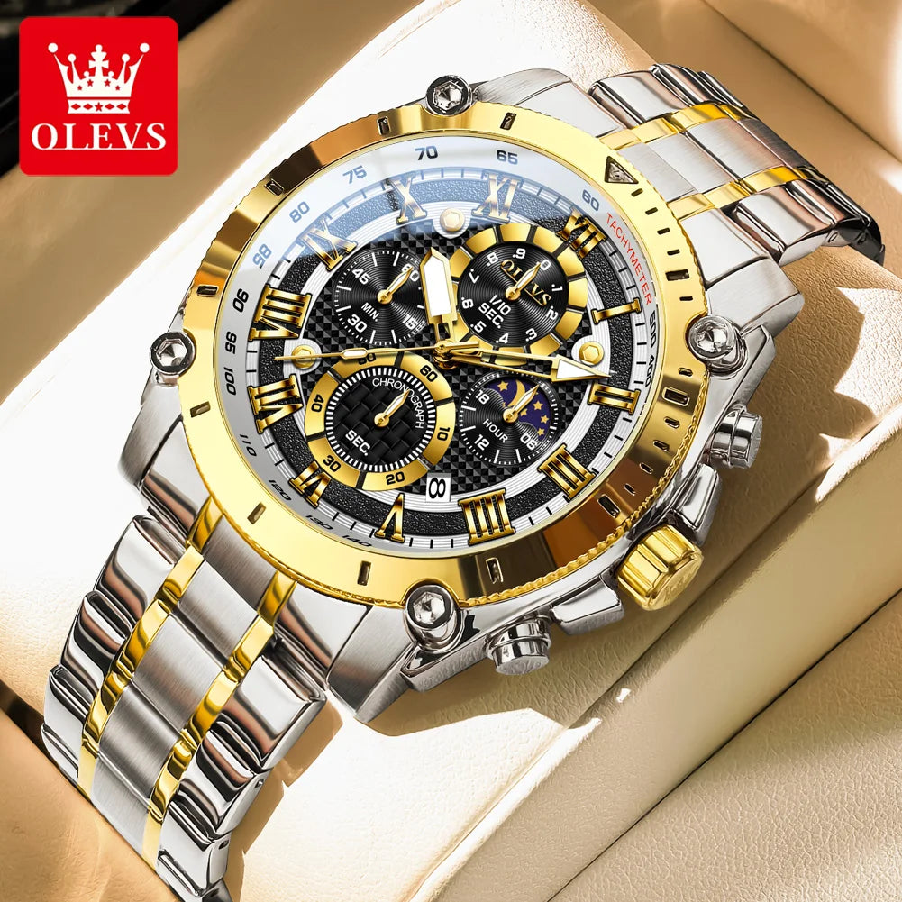 OLEVS Watches Man 3689 Multifunctional Sports Quartz Watch 30m Waterproof Luminous Date Mens Watch Original Business Brand - Tulique