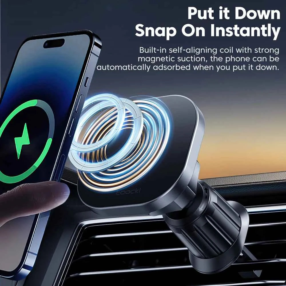 Toocki Magnetic Wireless Charger 15W Fast Charging 360°Rotation Car Phone Holder Air Outlet Stand For iPhone 15 14 13 12 Pro Max