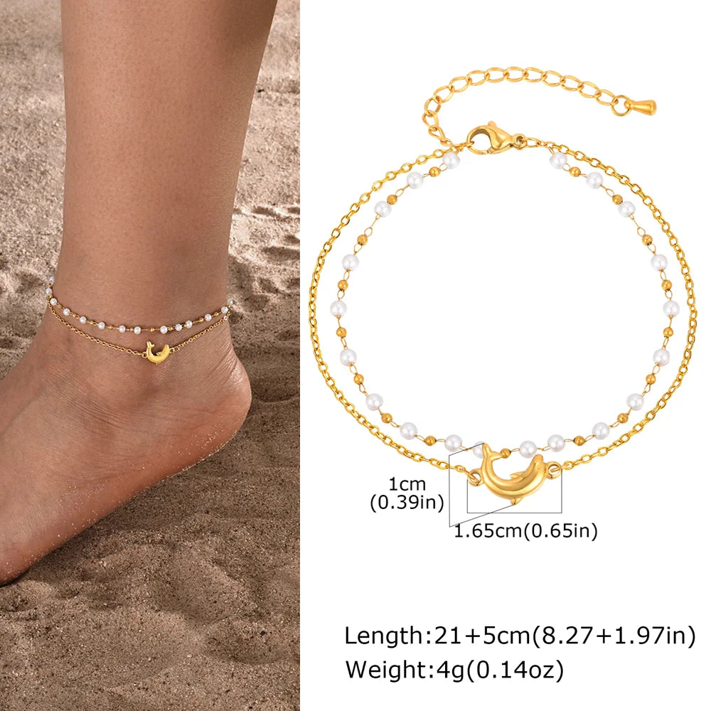 Exquisite Gold Plated Heart Anklet - Stainless Steel Foot Jewelry