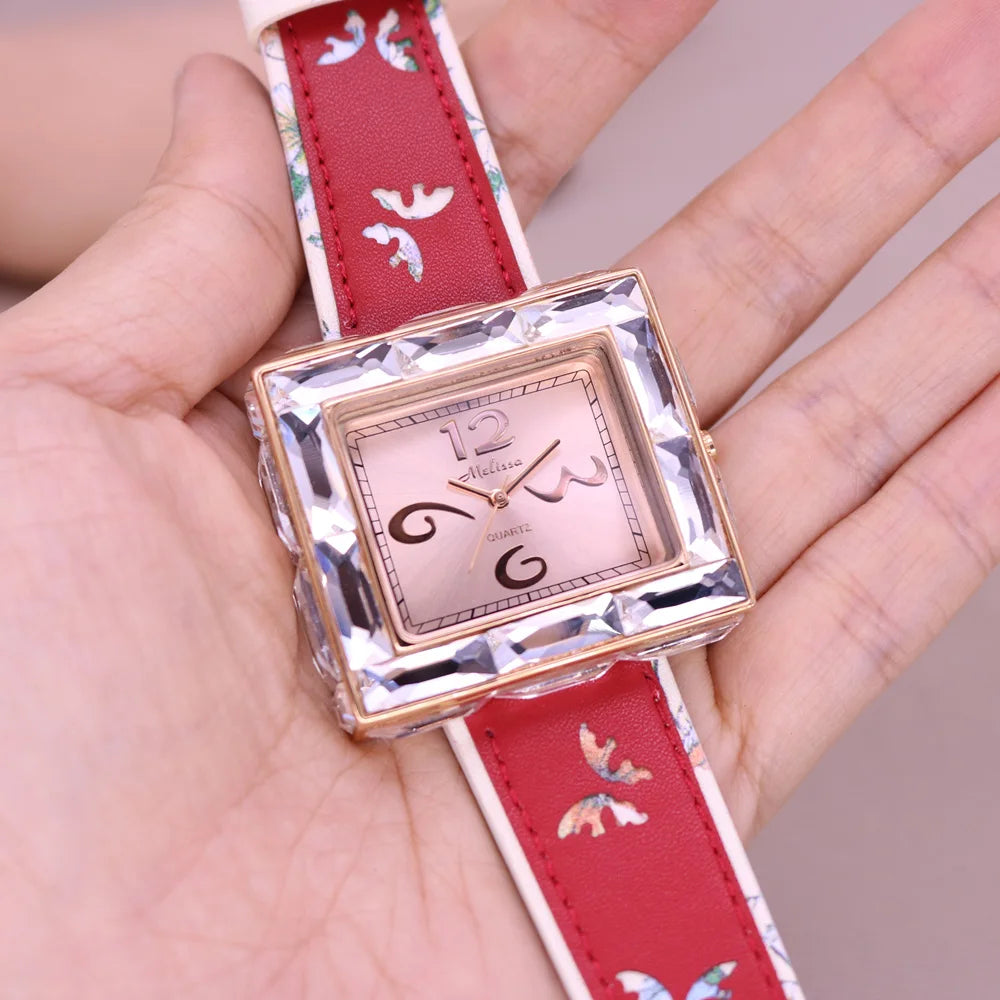 Elegant Crystal Square Watch - Rhinestone Dress Bracelet
