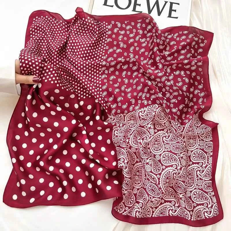 Luxury Silk Square Scarf - Elegant Designer Neckerchief & Purse Accessory