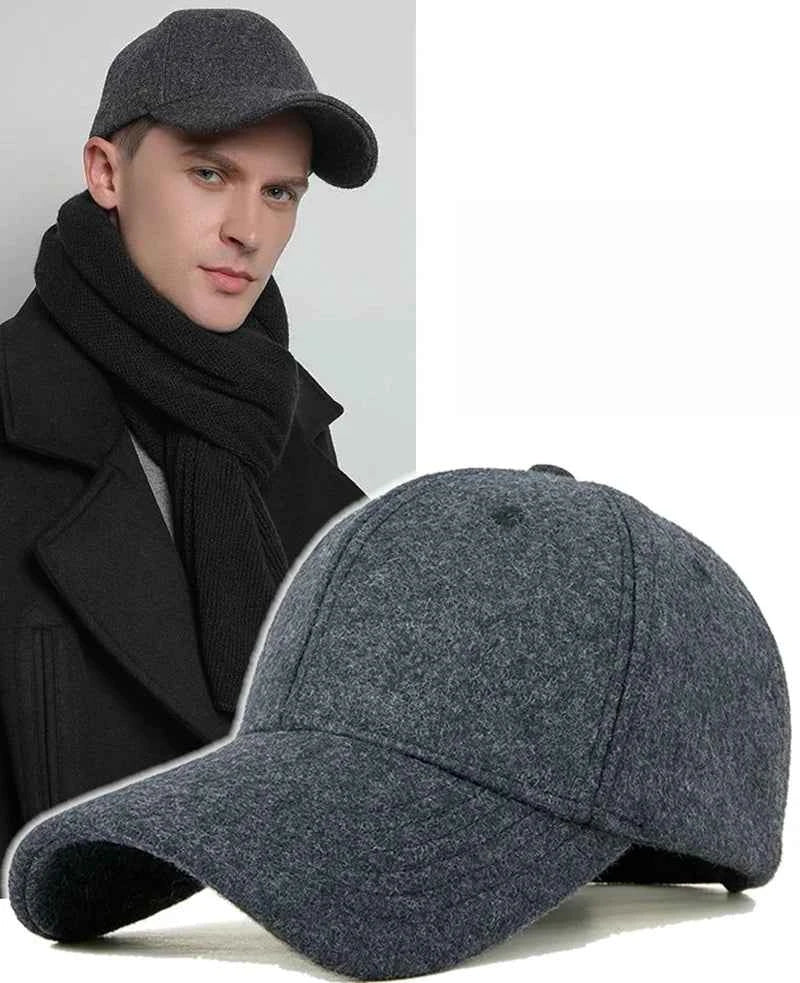 Felt dad hat - Black curved peak baseball cap for men and women