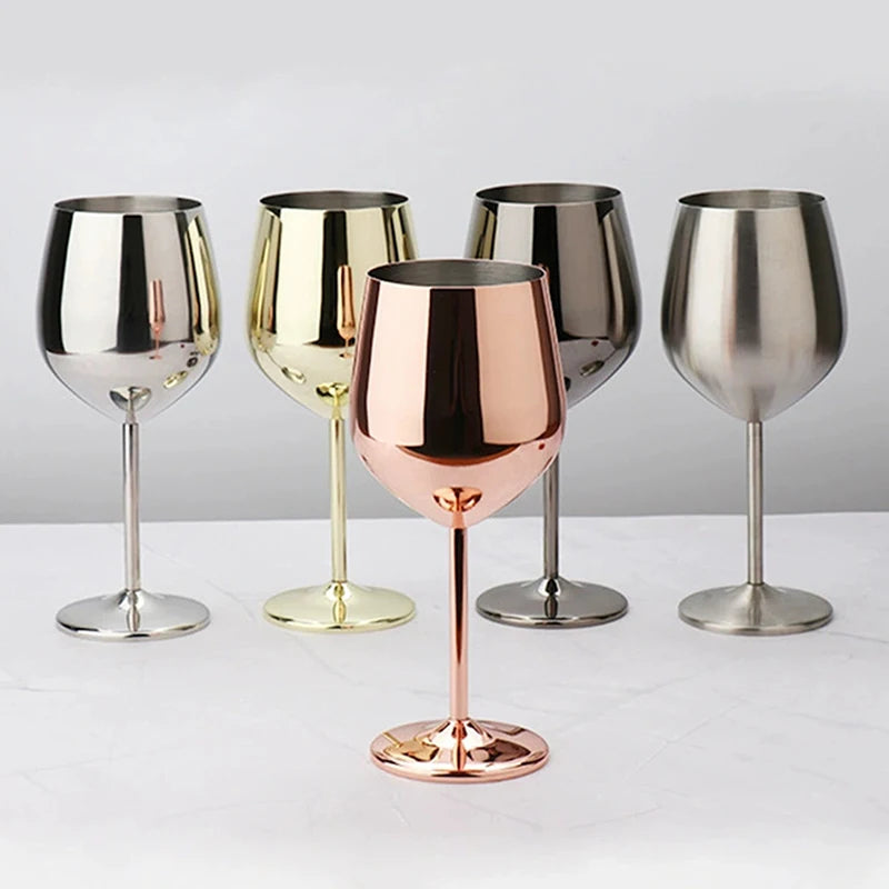 Elegant Unbreakable Metal Champagne Glass - 500ML Stainless Steel Goblet