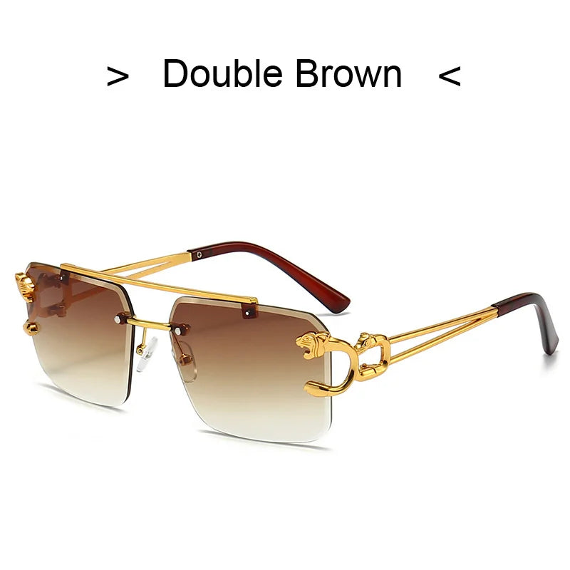 Vintage Square Sunglasses - Rimless Retro Designer Shades