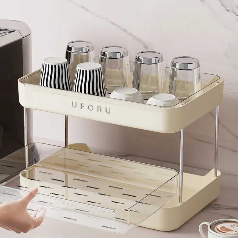 Luxury Desktop Cup Holder - Large Capacity with Drip Tray