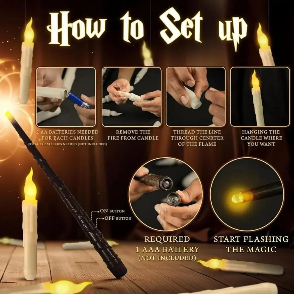 Magical Floating Candles with Wand Control - Realistic LED Decor
