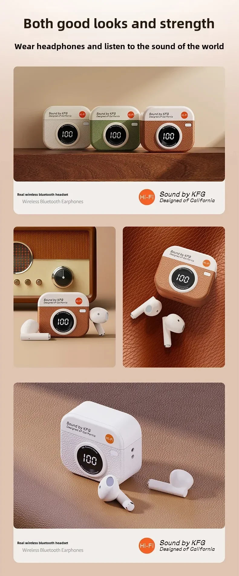 Retro Camera Wireless Sports Headphones - Sweatproof & Long Battery