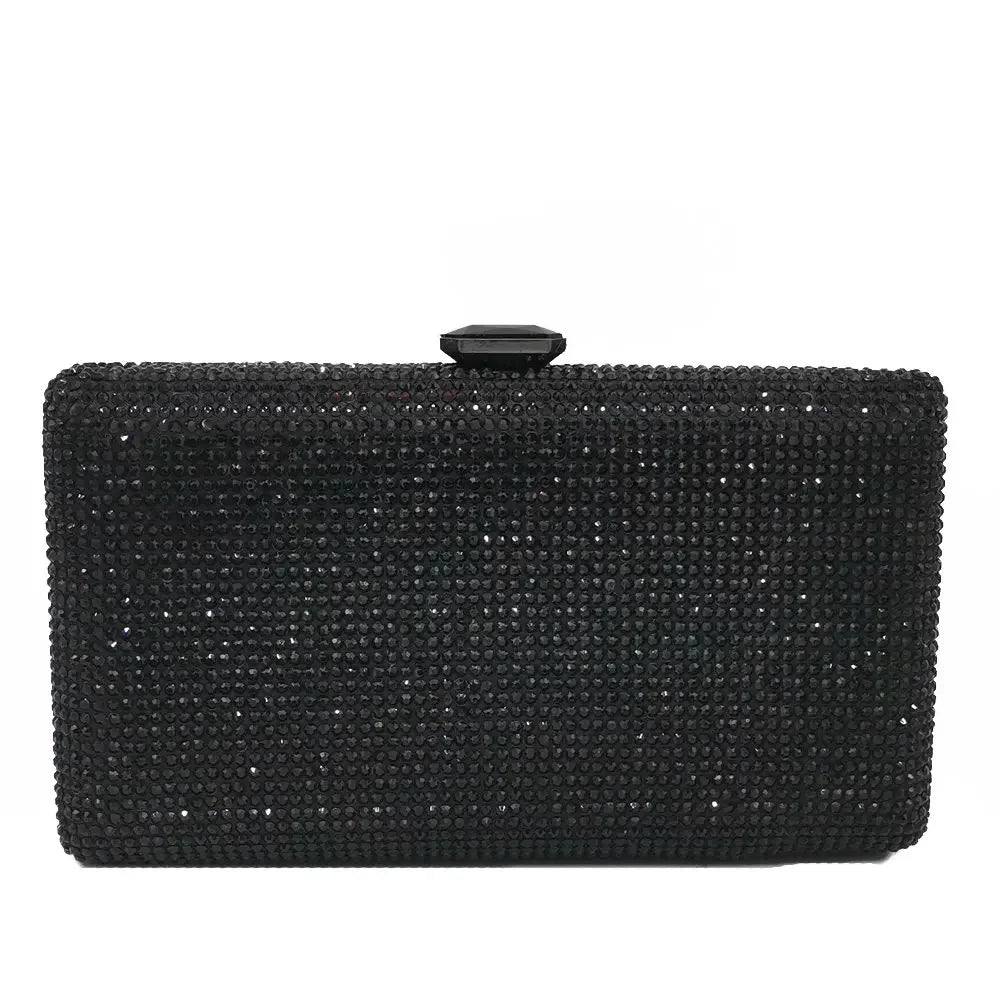 Elegant Crystal Evening Clutch - Luxury Rhinestone Box Handbag